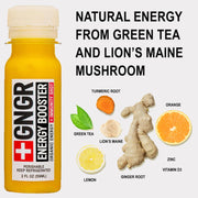 +GNGR Immunity Booster Organic Ginger and Turmeric Shot - Cold Pressed Ginger Shots with Turmeric, Cayenne Pepper, Orange, Lemon for All Natural Immune & Digestive Support (2 Oz, Pack of 12)