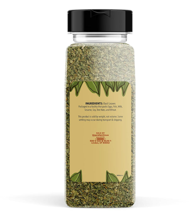 Unpretentious Basil Leaves, 6.4 oz, Cut & Sifted, Sweet Flavor, Sauces & Soups