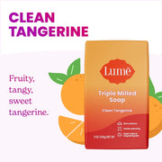 Lume Triple Milled Bar Soap - Rich Moisture & Gentle Cleansing - Paraben Free, Phthalate Free, Skin Safe - 5 ounce (Clean Tangerine)