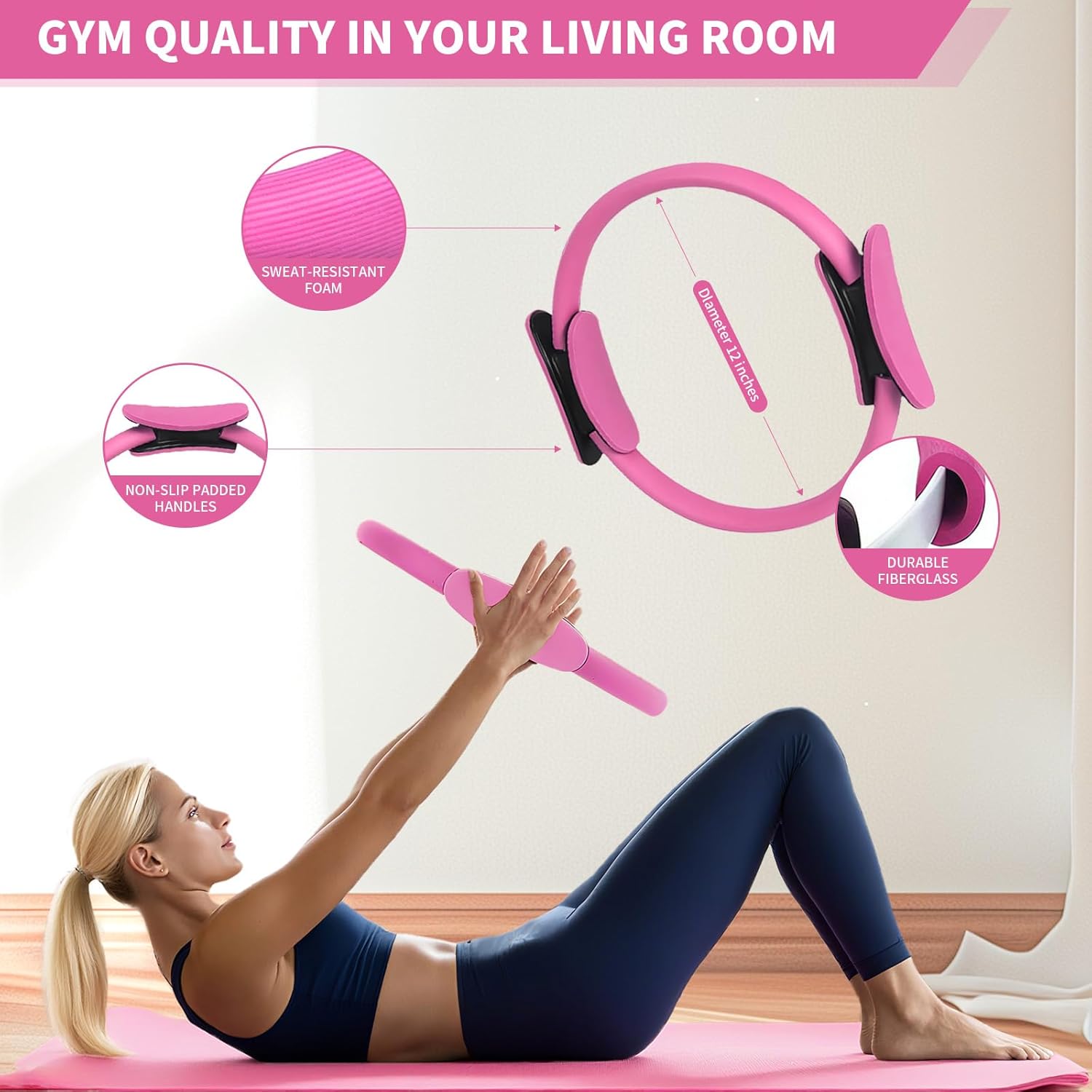 Home Pilates Essentials Kit for Women,Pilates Equipment Set with Mini Yoga Ball,14 Inch Pilates Ring Resistance Band and Accessories,Pilates Bands and Ball Set for Beginners Home Workouts