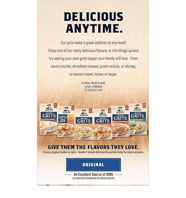 Quaker, Instant Grits, Original, 12 Count, 12oz Box (Pack of 6)