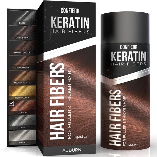 Keratin Hair Fibers for Men & Women - Fill In Fine or Thinning Hair, Instantly Thicker, Fuller Looking Hair (Black, 15g)