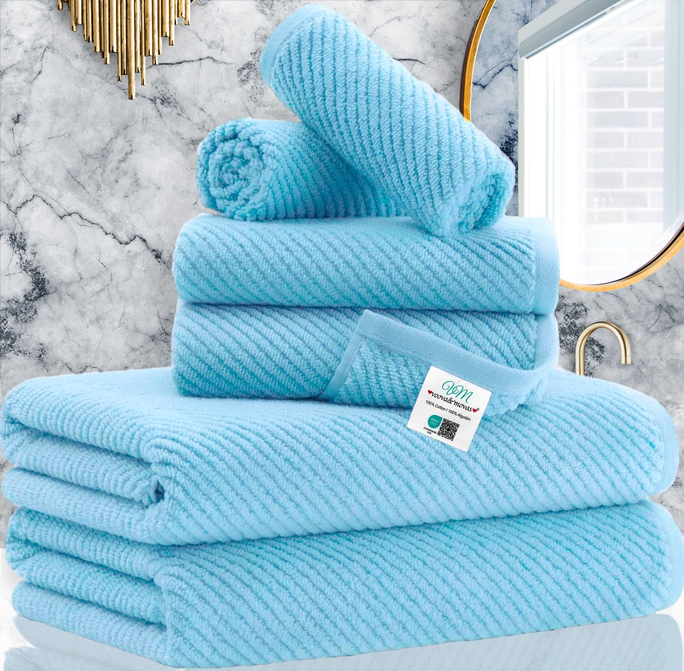 VOOVA & MOVAS Bathroom Hand Towels Set of 4, Large 18"x28" - 100% Cotton | Quick Dry | Light Weight | Thick | Soft | Absorption, Luxury Hand Towels for Showering, Hot Pink Bathroom Decor