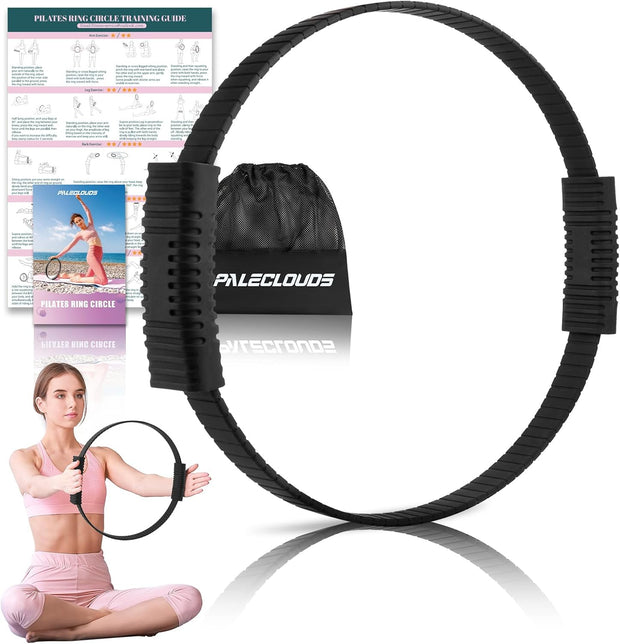 Pilates Ring, 13.5"/12" Silicone Magic Circle with Training Poster & Portable Bag, Pilates Ring Circle for Inner Thigh Workout, Yoga, Lose Weight & Physical Therapy for Women