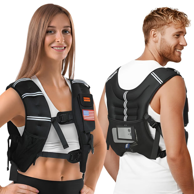Weighted Vest for Woman and Men, 8lbs/12lbs/16lbs/20lbs/30lbs/40lbs Odorless Adjustable Straps Size Walking Vest,Running Vest with Underarm Buckle, Breathable Mesh Shoulder Pain Relief, Strength Training HIIT