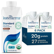 KATE FARMS Organic 1.4 High Calorie Nutrition Shake, Plain, 20g Protein, 27 Vitamins and Minerals, Meal Replacement, Protein Shake. 11 oz (12 Pack)