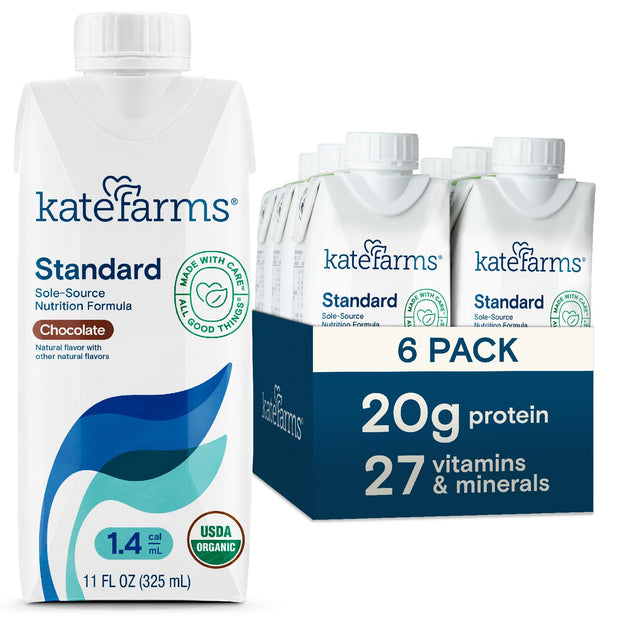 KATE FARMS Organic 1.4 High Calorie Nutrition Shake, Plain, 20g Protein, 27 Vitamins and Minerals, Meal Replacement, Protein Shake. 11 oz (12 Pack)