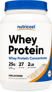 Nutricost Whey Protein Concentrate (Unflavored) 2LBS - Gluten Free & Non-GMO
