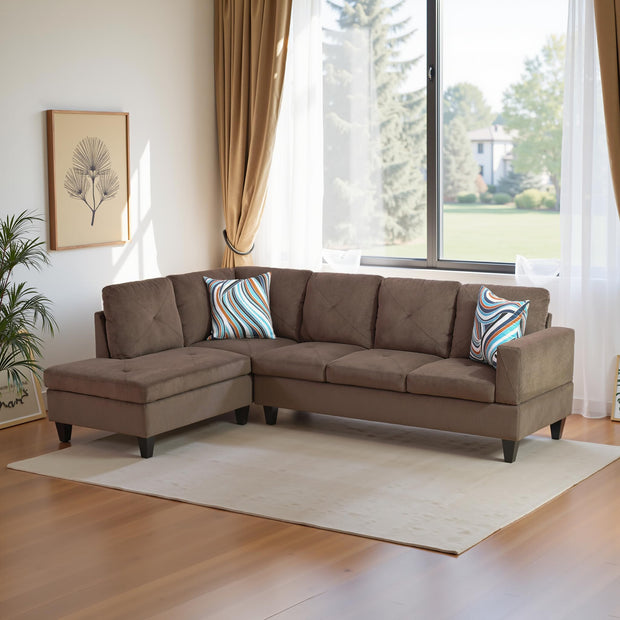 Sectional Couch 103.5" L Shaped Couch Comfy Futon Bed Upholstered Faux Leather 3 Pieces Living Room Furniture Sets with Ottoman and High Density Sponges for Living Room, White