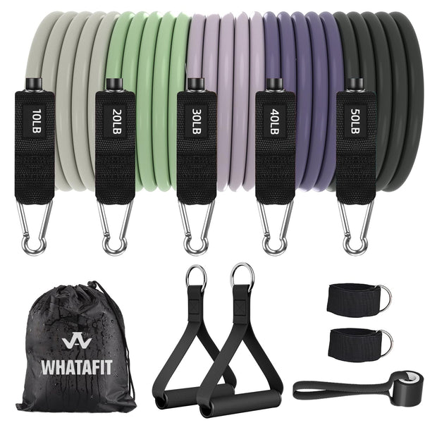 WHATAFIT Resistance Bands, Exercise Bands，Resistance Bands for Working Out, Work Out Bands with Handles for Men and Women Fitness, Strength Training Home Gym Equipment