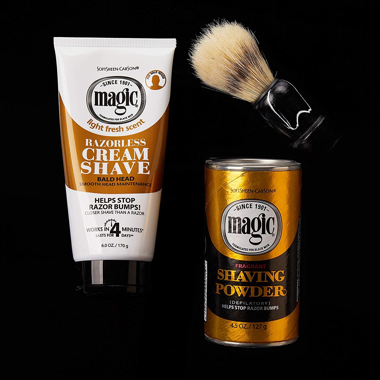 Razorless Shaving Cream for Men Magic, Hair Removal Cream, for Bald Head Maintenance, No Razor Needed, Depilatory Cream Works in 4 Minutes for Coarse Curly Hair, 6 oz