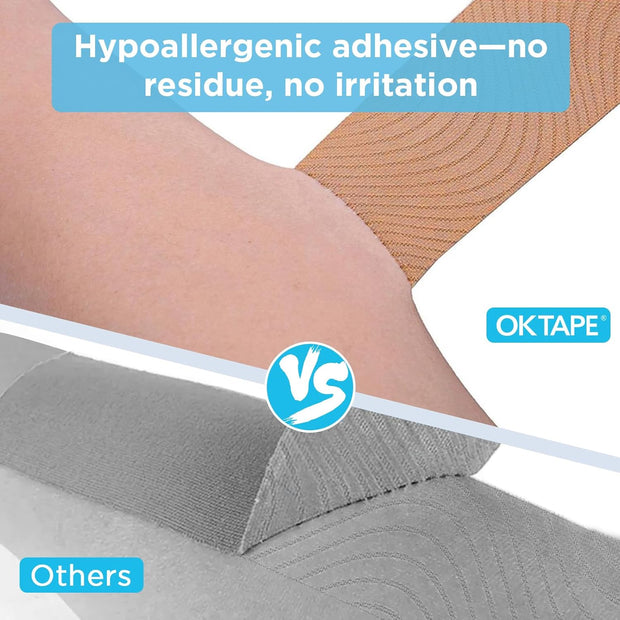 OK TAPE Kinesiology Tape Pre Cut Strips Bulk (150 PCS),Elastic Cotton Latex Free Hypoallergenic Athletic Tape Roll for Muscle Joint Knee,Waterproof k Tape 2in×10in/PCS