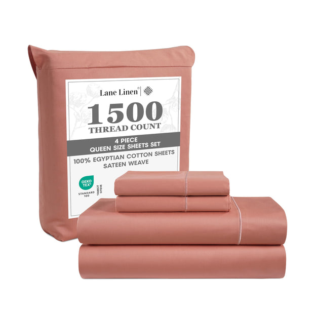 LANE LINEN 100% Egyptian Cotton White Sheets King Size - 1500 TC, 4 Pc - Luxury Sateen Weave Cotton King Size Sheets Set - 15" Extra Deep Pocket King Sheets Sets - White Bed Sheets