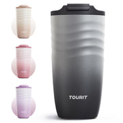 TOURIT 16 oz Travel Coffee Mug, Insulated Stainless Steel Travel Mug with Lid, Leak-Proof Double-Wall Vacuum Tumbler, Reusable Coffee Cup - Rose