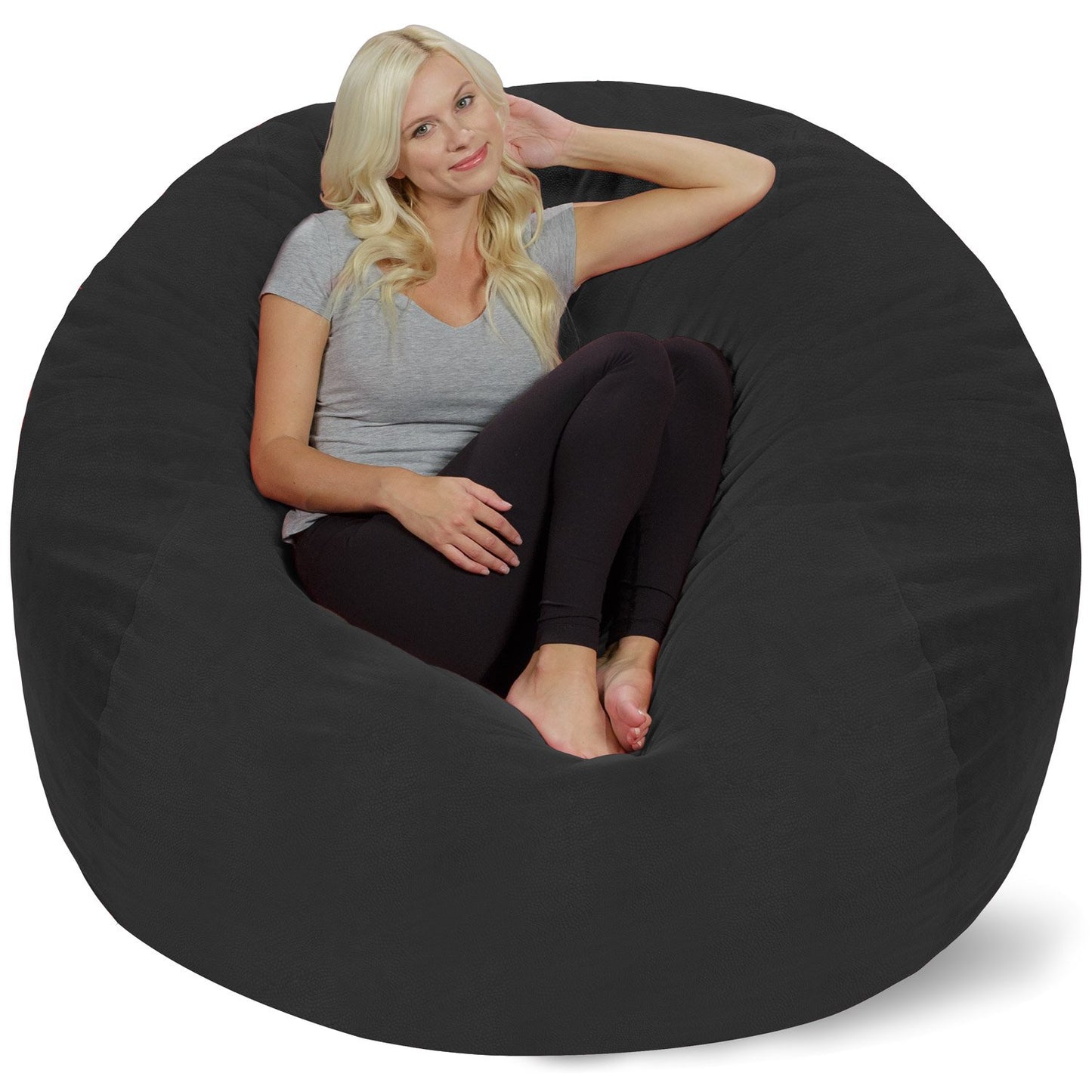 Chill Sack Bean Bag Chair - 5' Giant Memory Foam Lounge Chair with Soft Microfiber Cover – Cozy Furniture for Living Room, Dorm, & Kids' Rooms – Comfortable 5 Ft, Microsuede Lounge Sofa, Orange