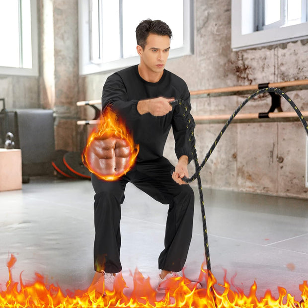 Sauna Suit for Men Heats Sauna Sweat Shirt Non Rip Boxing Sweat Suits Weight Loss Gym Tops Sauna Pants