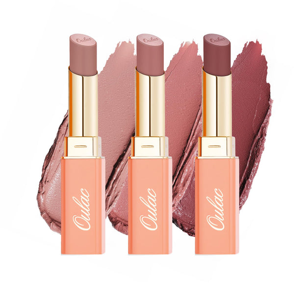 Oulac Beige Lipsticks for Women, Pale Nude Matte Lip Base, Full Coverage Lip Color, Satin Matte Finish, Cream Texture, Hydrating, Infused with Hyaluronic Acid, Vegan & Clean Beauty 4g SG01 Bare