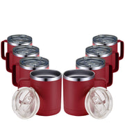 MEWAY 12oz Coffee Mug With Handle and Sliding Lid,Stainless Steel Travel Tumbler Cup with Handle,Double Wall Vacuum Insulated Camping Cup for Hot & Cold Drinks Tea (Purple,Set of 1)