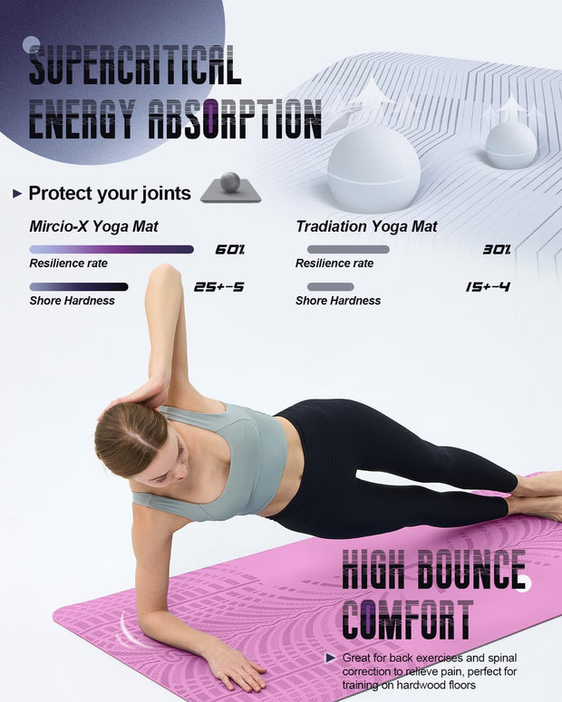 LOLLIPOP Thick Yoga Mat, Non-Slip Exercise Mat for Yoga, Pilates, Stretching Fitness & Exercise Mat with Easy-Cinch Carrier Strap