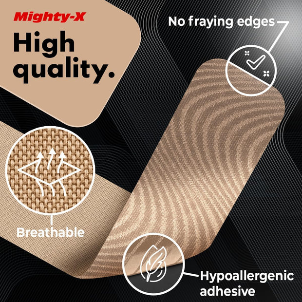 Waterproof Kinesiology Tape - 3 Rolls - Knee Support & Muscle Pain Relief - 16.4 ft Uncut Sports Kinetic Tape for Joint Stability - 50 Instructional Videos