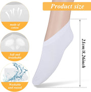 3 Pairs Moisturizing Socks for Dry Feet, Cracked Heel Repair - Overnight Lotion Cotton Socks, Gel Spa Moisture Enhancing for Women and Men, White