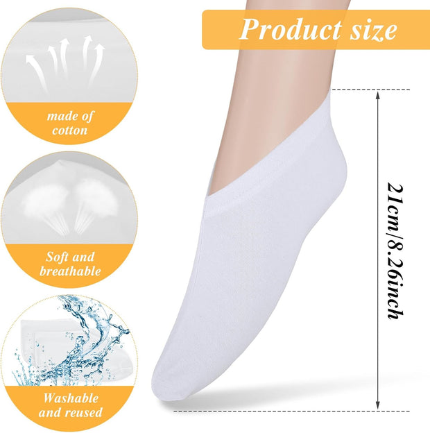 3 Pairs Moisturizing Socks for Dry Feet, Cracked Heel Repair - Overnight Lotion Cotton Socks, Gel Spa Moisture Enhancing for Women and Men, White
