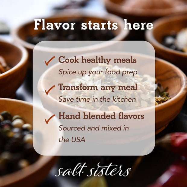 s.a.l.t. sisters Blackening Cajun Rub & Seasoning | All-Natural, Gluten Free, MSG Free, Non-GMO | Dry & Wet Rub Seasoning Base | Versatile Use for Chicken Wings, Brisket, Pulled Pork, and More | 1lb