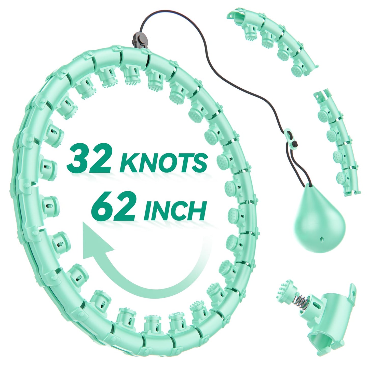 Infinity Weighted Hoop with 32 Links(62 Inch),Weighted Hula Hoop for Adults Weight Loss, Infinity Fitness Hoop Plus Size, for Women Smart Exercise Equipment