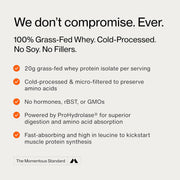 Momentous | Essential Grass-Fed Whey Protein Isolate, 24 Servings Per Pouch for Essential Everyday Use, Gluten-Free, NSF Certified (Chocolate)