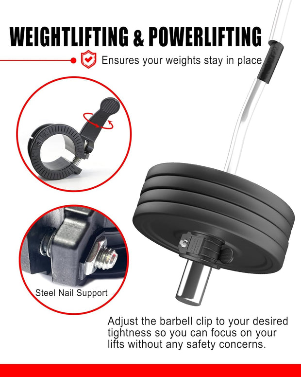 Olympic Barbell Clamps 2 inch Adjustable Barbell Clips Quick Release Pair of Locking Weight Clips for Bars