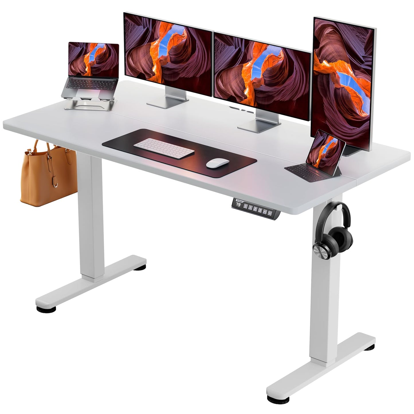 ErGear Height Adjustable Electric Standing Desk, 48 x 24 Inches Sit Stand up Desk, Memory Computer Home Office Desk with Two-Piece Desktop (Black)