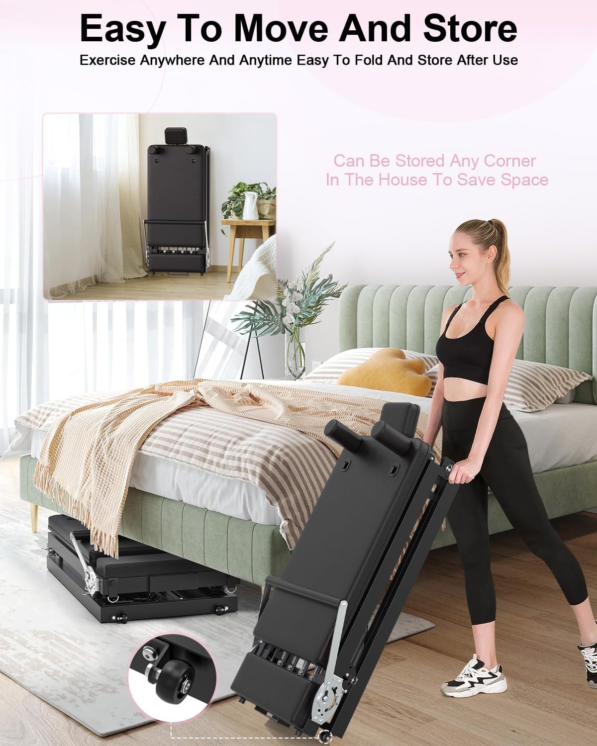 91“ Pilates Reformer Machine – Foldable Full-Body Home Pilates Equipment with Adjustable Resistance, Jumpboard, Upgraded Wheels, 400lb Support, for Rehab & Core Strength