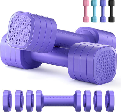 Zempox Adjustable Dumbbell Set of 2, 4 in 1 Free Weights Dumbbells Set for Women, Hand Weights for Women at Home, Each 2lb 3lb 4lb 5lb with TPU Soft Rubber Handle for Home Gym Exercise Training