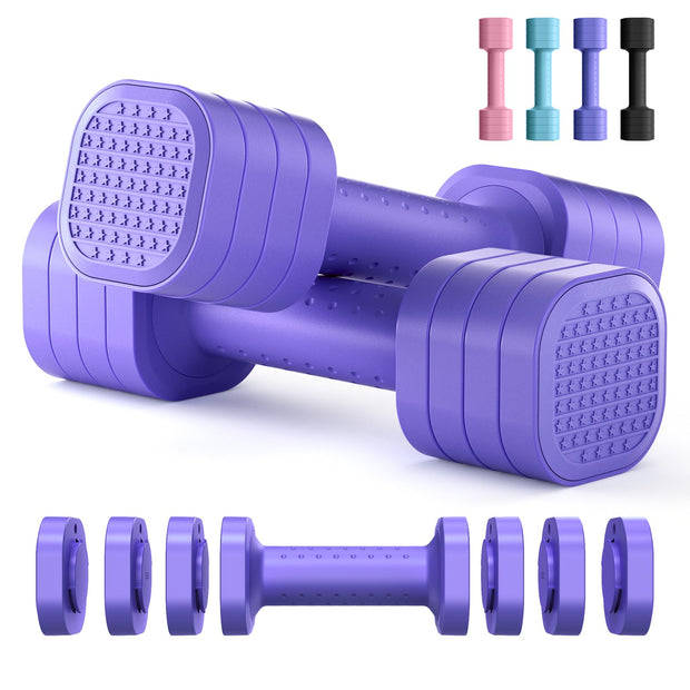 Zempox Adjustable Dumbbell Set of 2, 4 in 1 Free Weights Dumbbells Set for Women, Hand Weights for Women at Home, Each 2lb 3lb 4lb 5lb with TPU Soft Rubber Handle for Home Gym Exercise Training