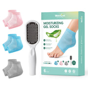 Welnove Moisturizing Heel Socks - 2 Pairs Aloe Vera Extract Infused Gel Lining for Dry Feet - Cracked Heel Repair Treatment - Cotton Socks for Women Men Foot Care (Regular Sizes)