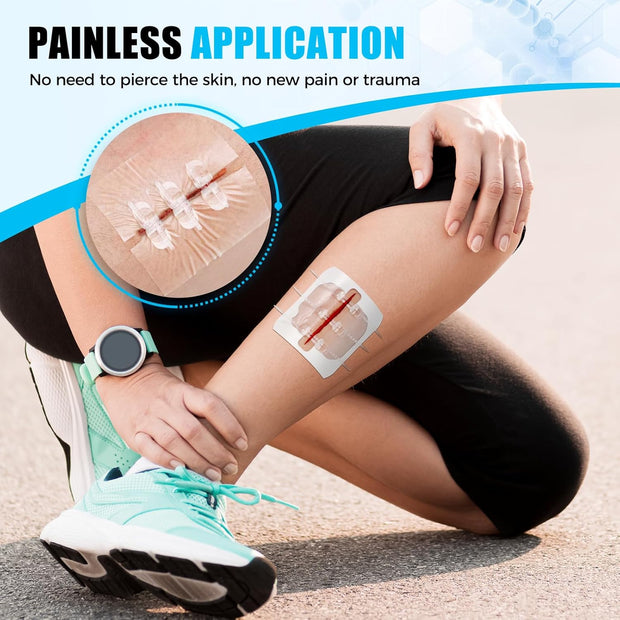 Sutures Butterfly Bandaids - 4 Pcs Laceration Closure Kit - Surgical Laceration Repair Without Sew - Quick Clot -Emergency Wound Closures Device (PU)