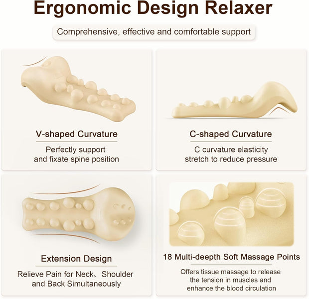 Neck and Shoulder Relaxer with Upper Back Massage Point, Cervical Traction Device Neck Stretcher for TMJ Pain Relief and Cervical Spine Alignment Chiropractic Pillow (Grey)