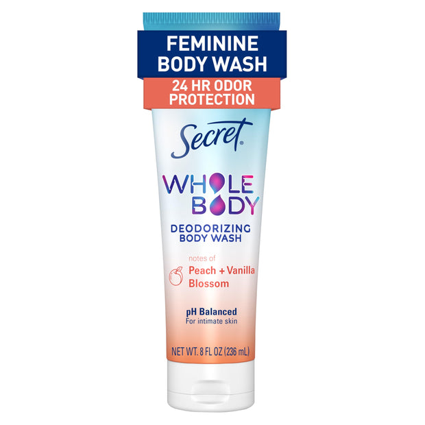 Secret Feminine Wash, 24 HR Deodorizing Feminine Body Wash for Women, Removes 6x Causes of Odor, PH Balanced, Safe to Use Everywhere, Light & Fresh, 8.0 oz