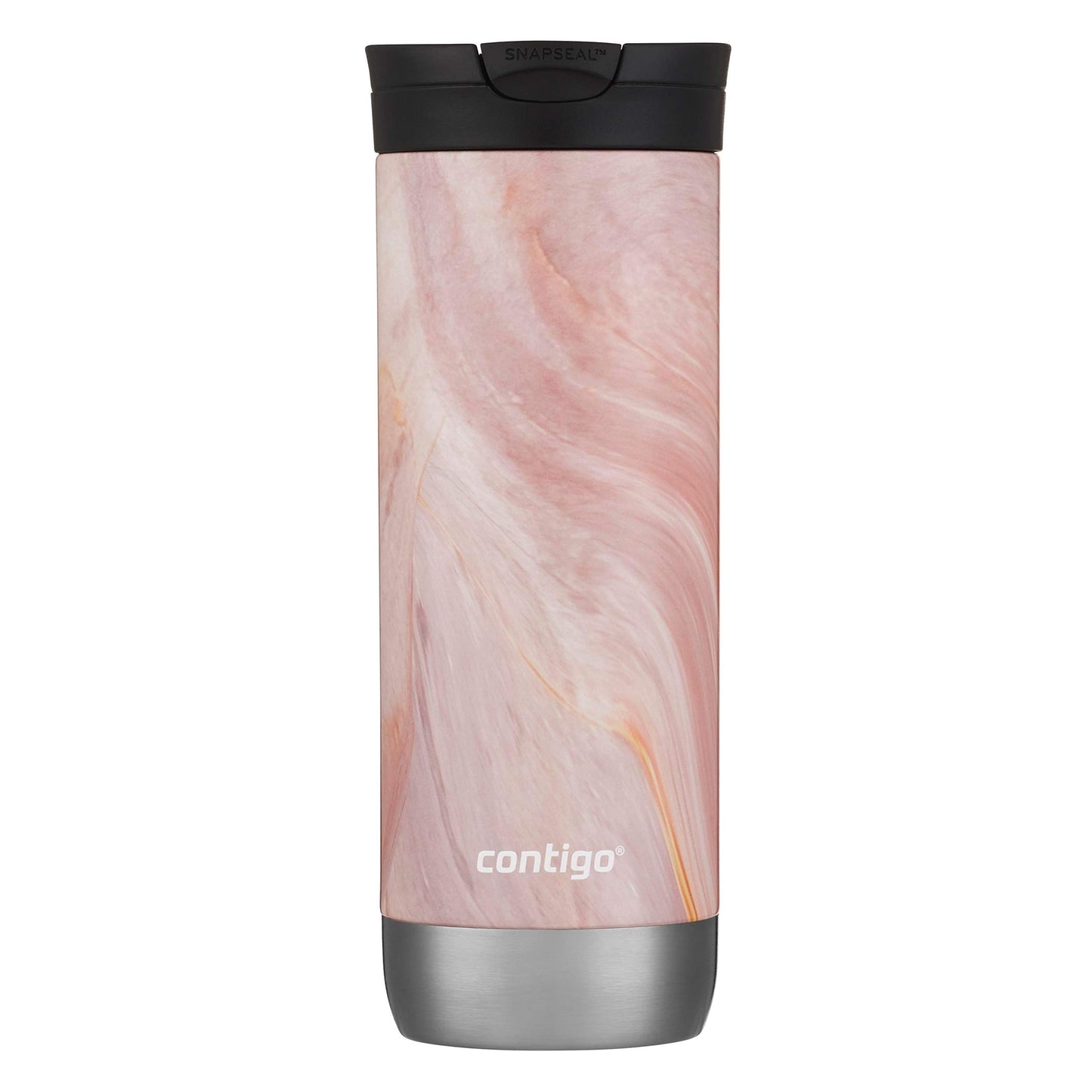 Huron Vacuum-Insulated Stainless Steel Travel Mug, 16oz Licorice - Leak-Proof Lid for Hot/Cold Beverages, Fits Most Cup Holdersand Brewers