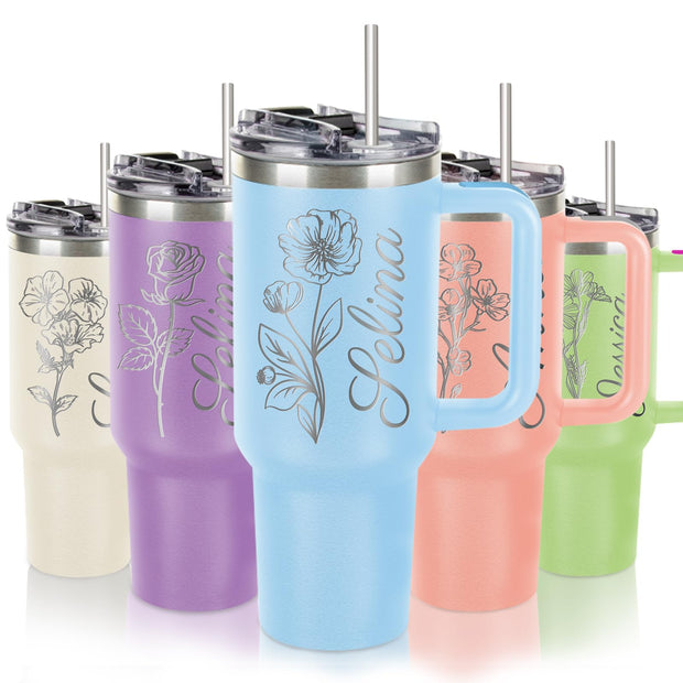 Personalized Coffee Tumbler with Pictures Text Logo Name, Custom Stainless Steel Tumbler with Lid and Straw, Coffee Travel Mug Cups, 20oz Personalized Birthday Gifts for Women Men Office