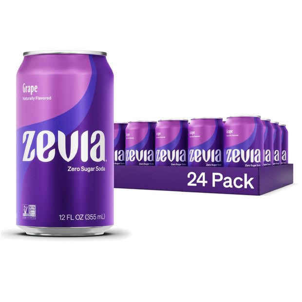 Zevia Zero Sugar Soda, Cola, 12 oz Cans (24-Pack) – Naturally Sweetened, Zero Calorie Sugar Free Soda - Non-GMO Project Verified, Gluten-Free, Vegan