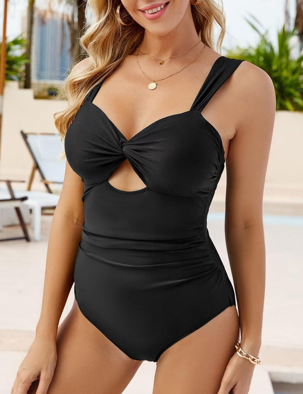 VIMPUNEC Women One Piece Tummy Control Swimsuit High Waisted Bathing Suit Cut Out Swimwear