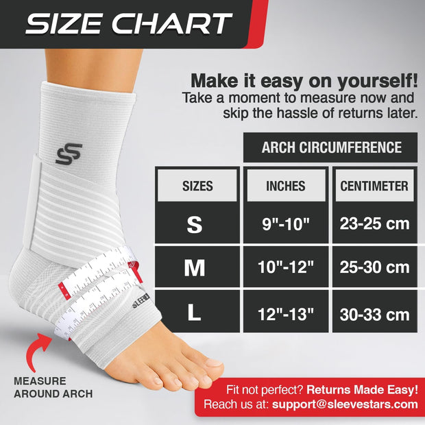 Sleeve Stars Ankle Brace for Women & Men, Ankle Wrap for Sprain, Compression Sleeve for Plantar Fasciitis Relief, Easy Customizable Support: w/ Removable Strap (Single/M:10"-12"/Black)