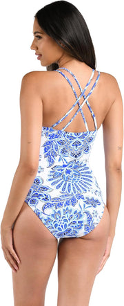 La Blanca Women's Underwire Lace Up One Piece Swimsuit