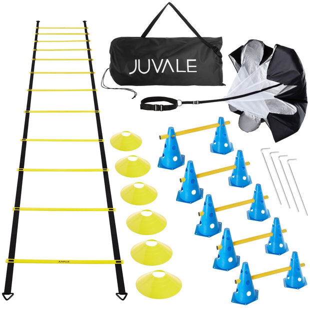 Juvale Agility Training Equipment Set - 28-Piece, One Size - Workout Equipment for Speed & Footwork with Ladder, Hurdles, Cones & Resistance Parachute for Speed Training