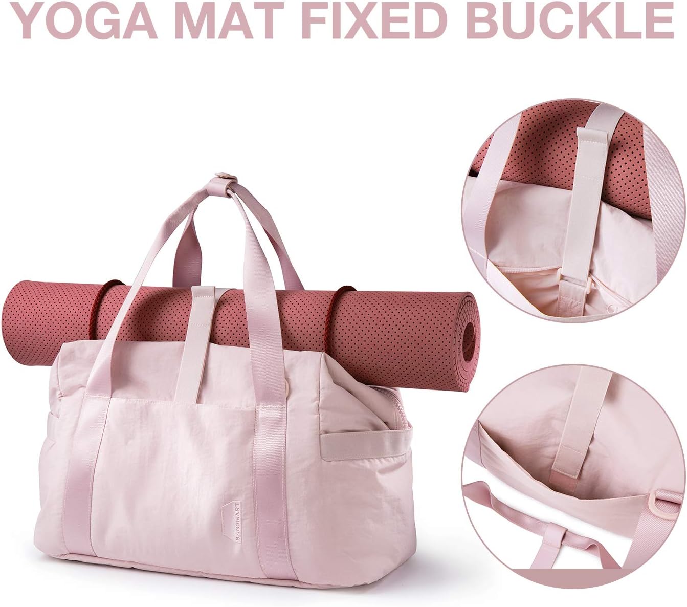 BAGSMART Gym Bag for Women, Carry on Weekender Overnight Bag, Travel Duffel Bags with Trolley Sleeve, Personal Item Travel Bag Tote Bag Workout Dance Bag(Pink,Medium)