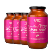 Sauz | Variety Pack, 25 Oz Jars (4-Pack), Includes Hot Honey Marinara, Creamy Calabrian Vodka, Wild Rosemary, Summer Lemon, Gluten-Free, Non-GMO, Multi-Use, Clean Ingredients – Small Batch Craft Sauces