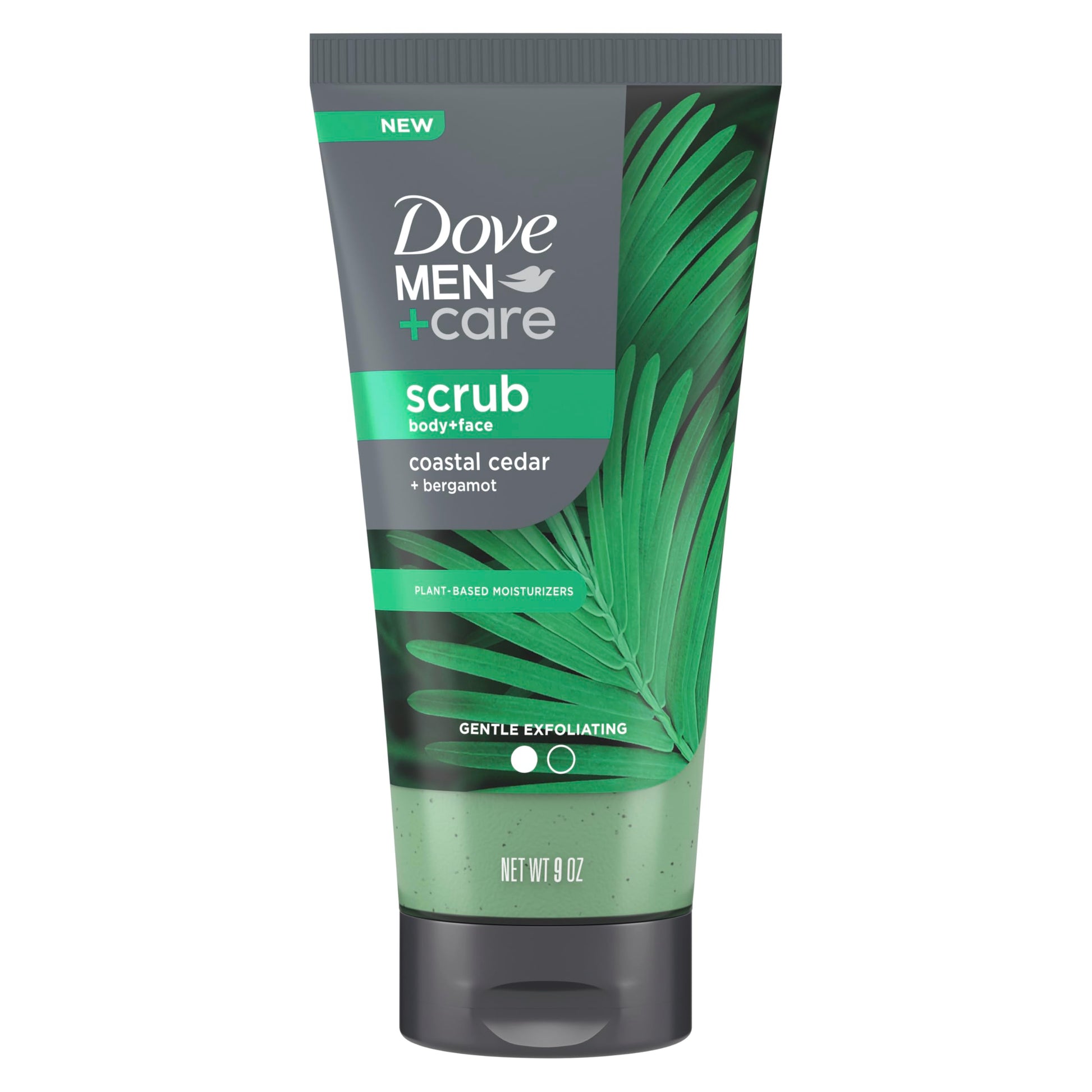 DOVE MEN + CARE Body and Face Scrub Eucalyptus Deeply Exfoliates for Hydrated & Nourished Skin 100% Gentle Cleanser, No Sulfate Cleansers or Parabens 9 oz