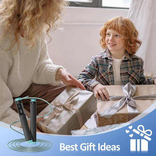 KYTO Smart Jump Rope, High Speed Jump Rope with Counter, Workout Jumping Rope with Steel Ball Bearings, Adjustable Length Speed Skipping Rope, Skipping Rope with App, Fitness Gifts for Adults, Kids