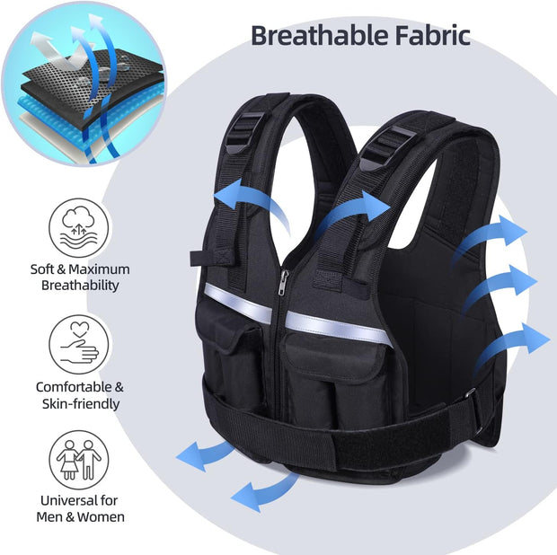 Sportneer Adjustable Weighted Vest Weights: 2-18 lbs/2-40 lbs Washable Weight Vest 16 In 1 Fast Adjust Rucking Vest for Women and Men Home Gym Workout Fitness Strength Training Vests